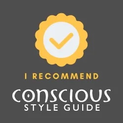 Badge: "I recommend Conscious Style Guide"